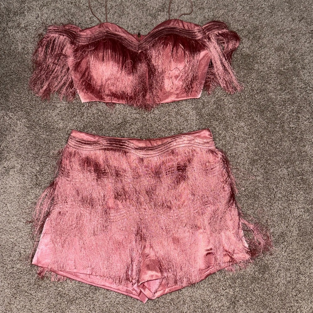 Pink Fringe Two-Piece Set. Taylor Swift Inspo.